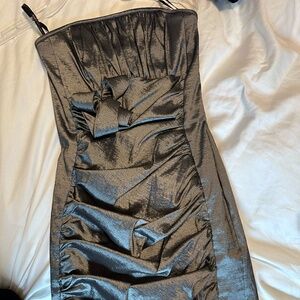 Tight Crepe Silver Dress